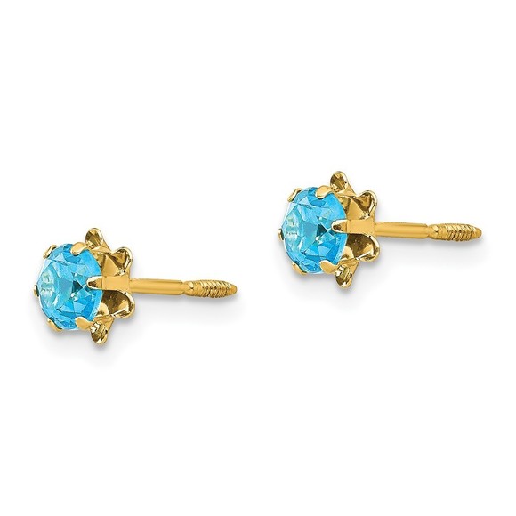 14k Yellow Gold Madi K Children's4mm CZ Birthstone (Dec) Screwback Earrings